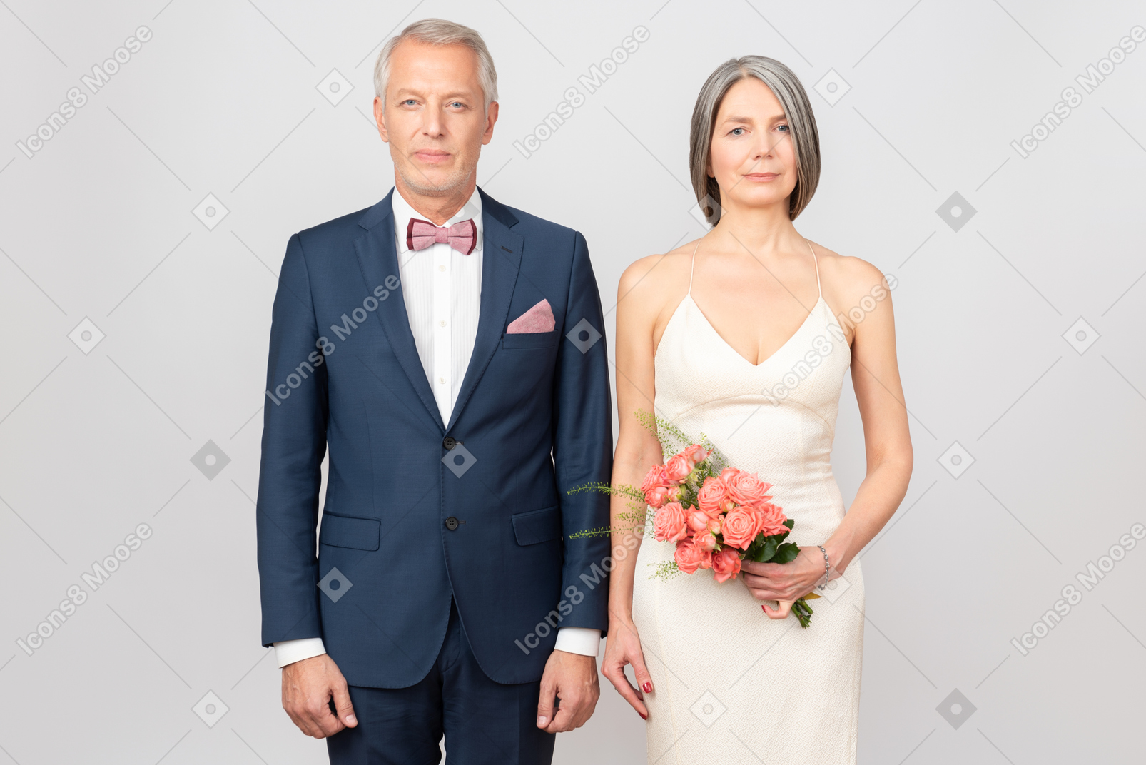Beautiful middle-aged couple on their wedding day