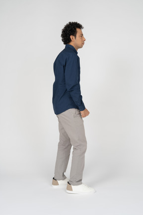 Side view of a man in casual clothes