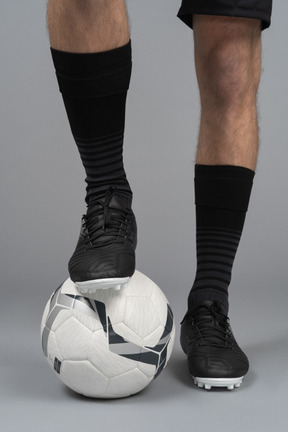 Close-up of a soccer player's legs