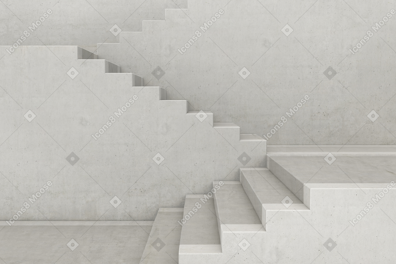 Three white stairscases
