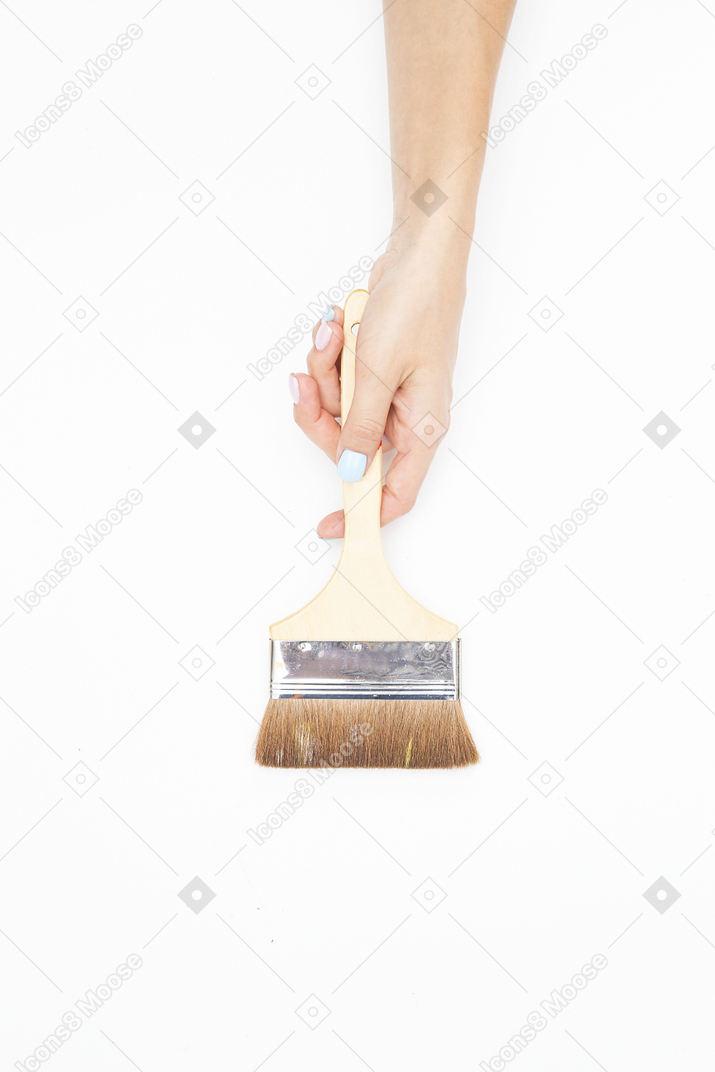 Female hand holding paint brush