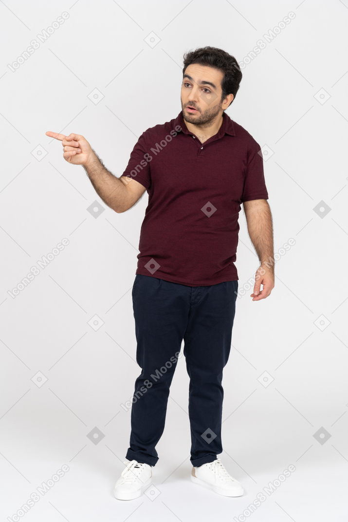 Man in casual clothes pointing his finger