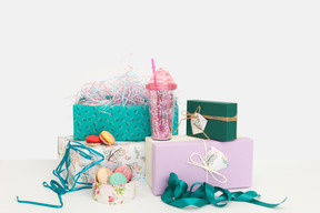 Colorful wrapped gift boxes