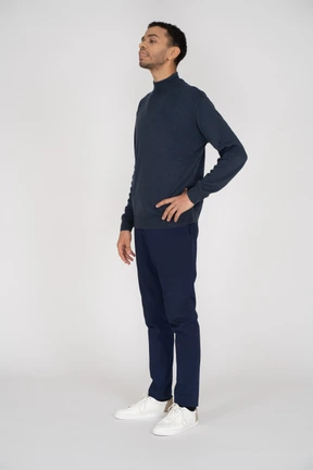 Man in black clothes standing