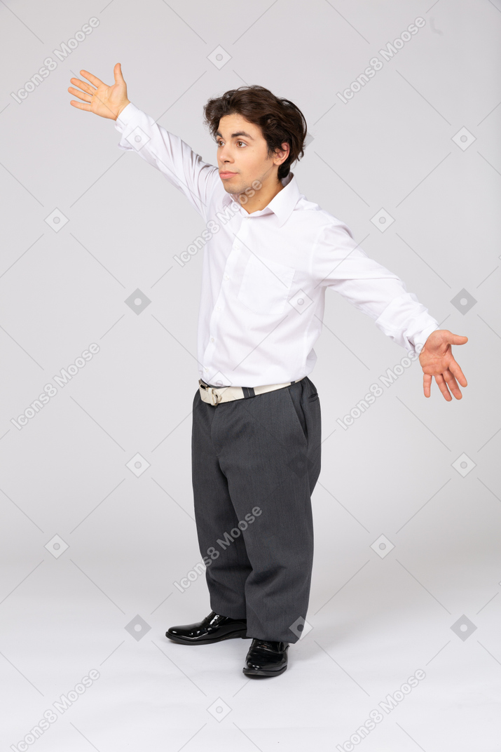 Man showing long gesture