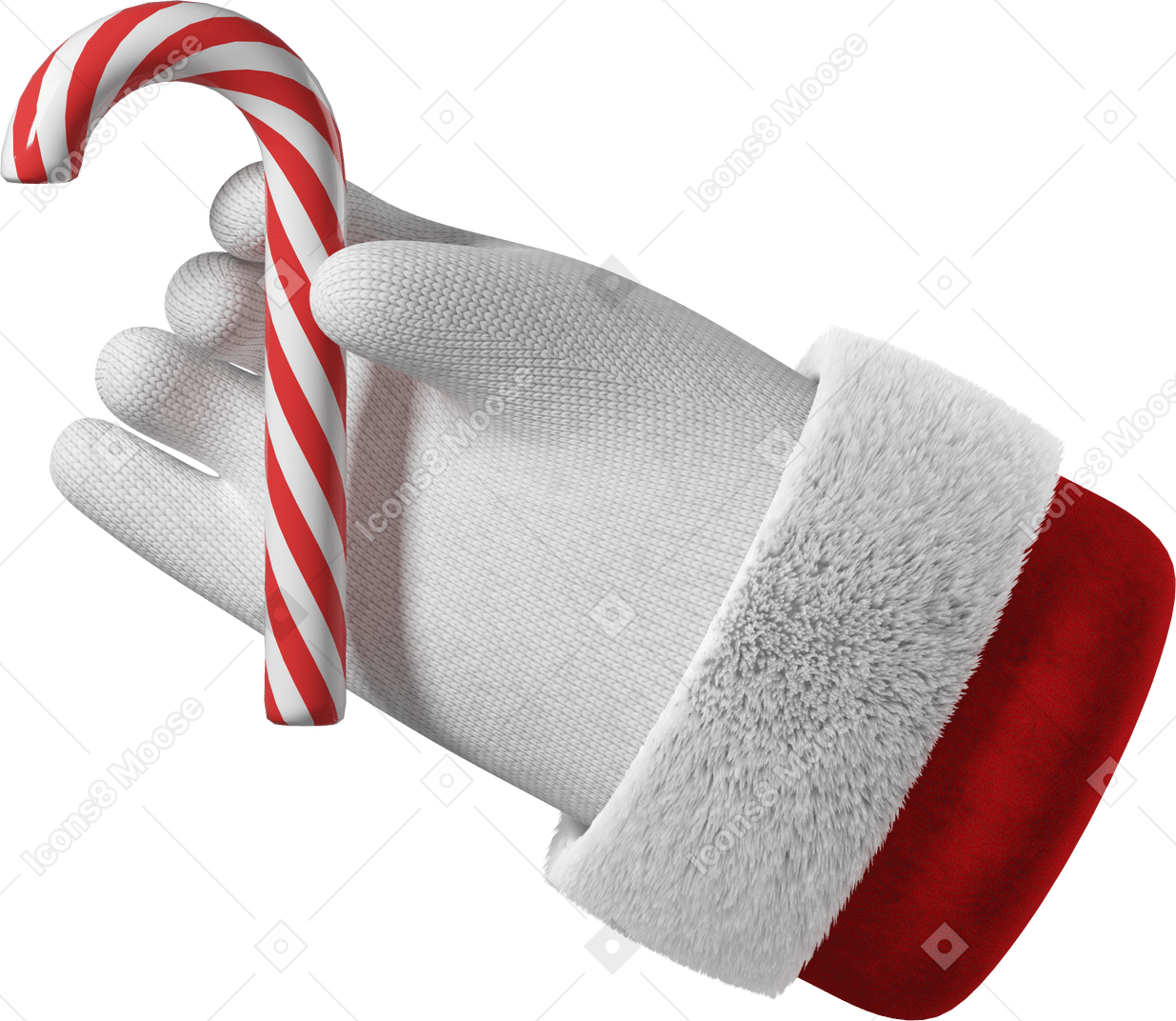 Santa's hand with candy cane