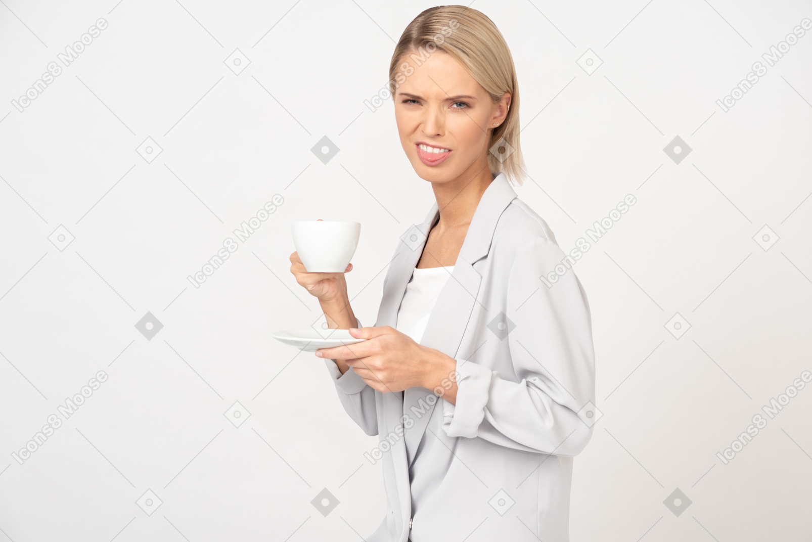 Disappointed with her coffee