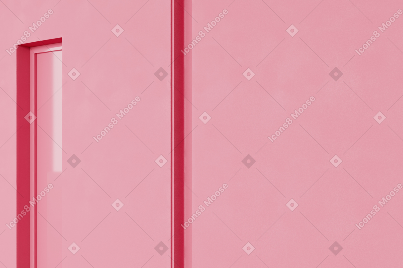 Muro rosa con una porta