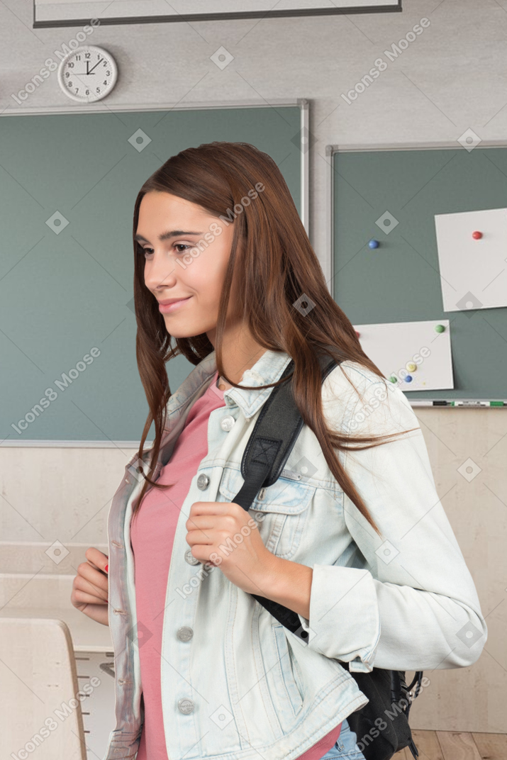 Student girl smiling