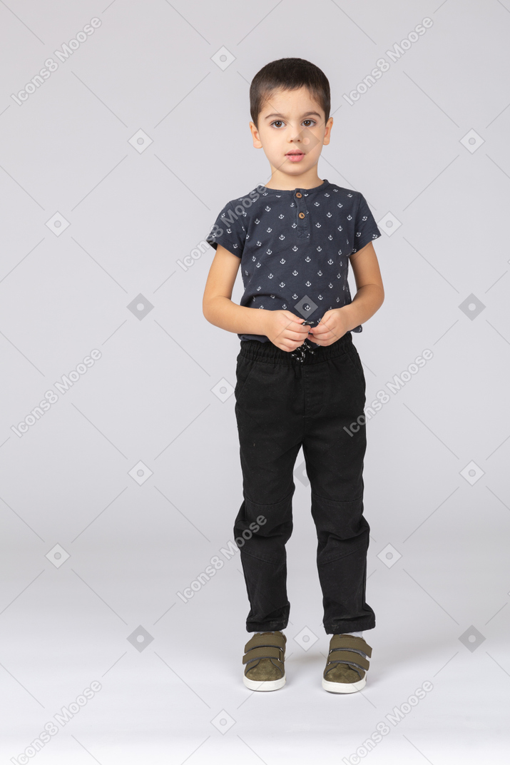 Front view of a cute boy looking at camera