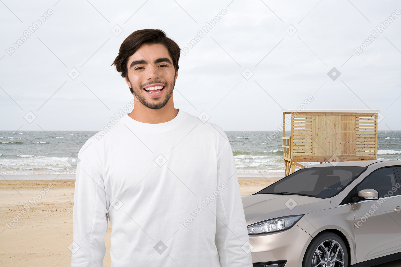 A man standing next to his car