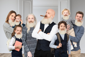 The whole family has a beard!