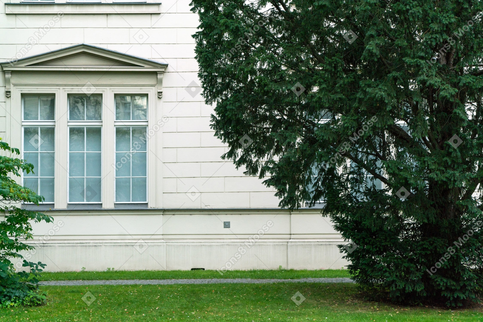 The front of the building
