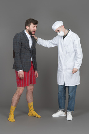 A doctor checking a patient