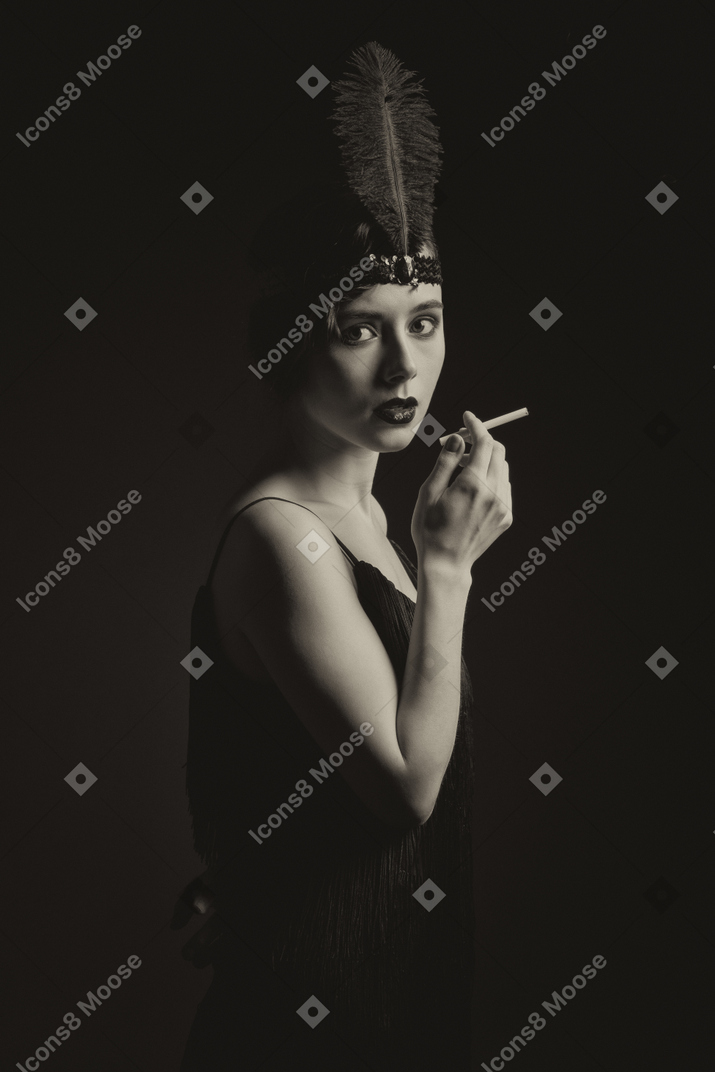 Retro-styled woman with a cigarette