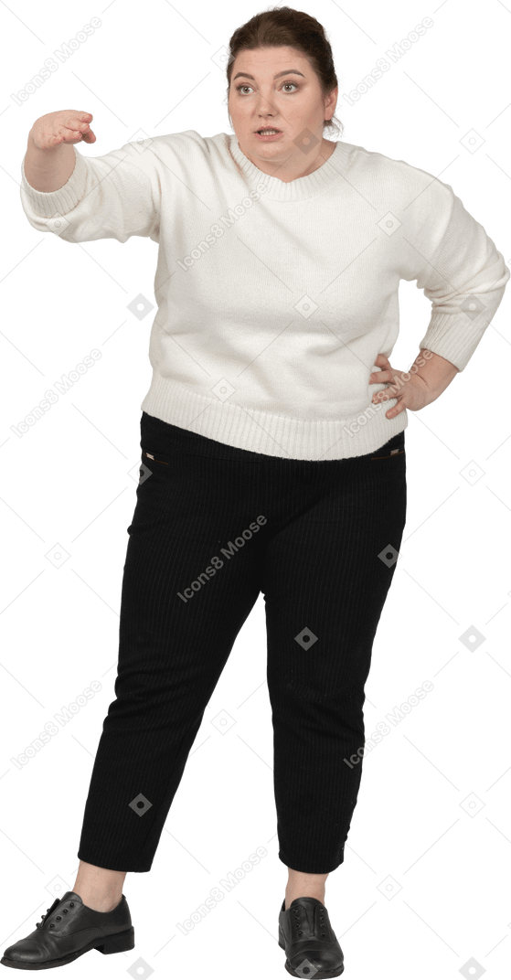 Front view of a plus size woman in casual clothes