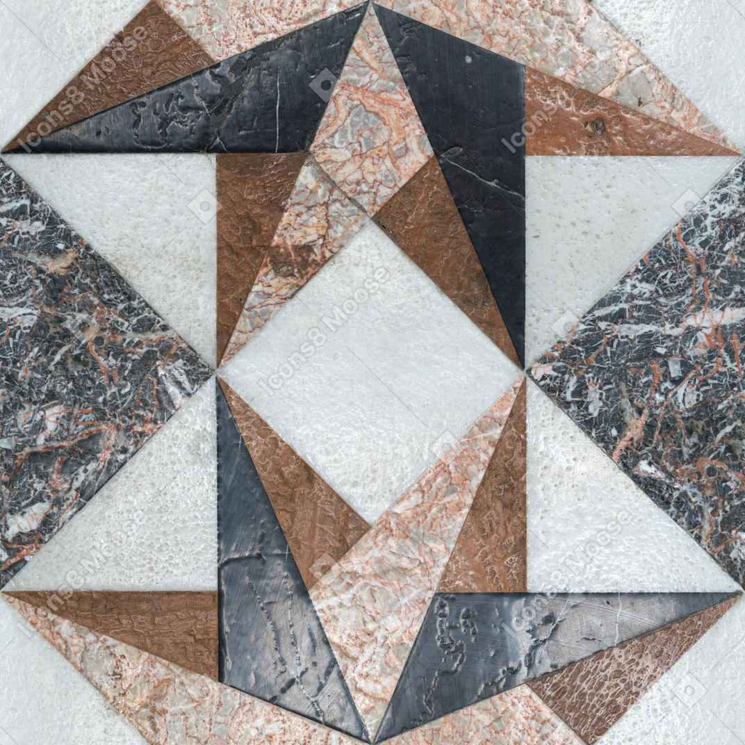 花崗岩とコンクリートの三角形で作られた床
