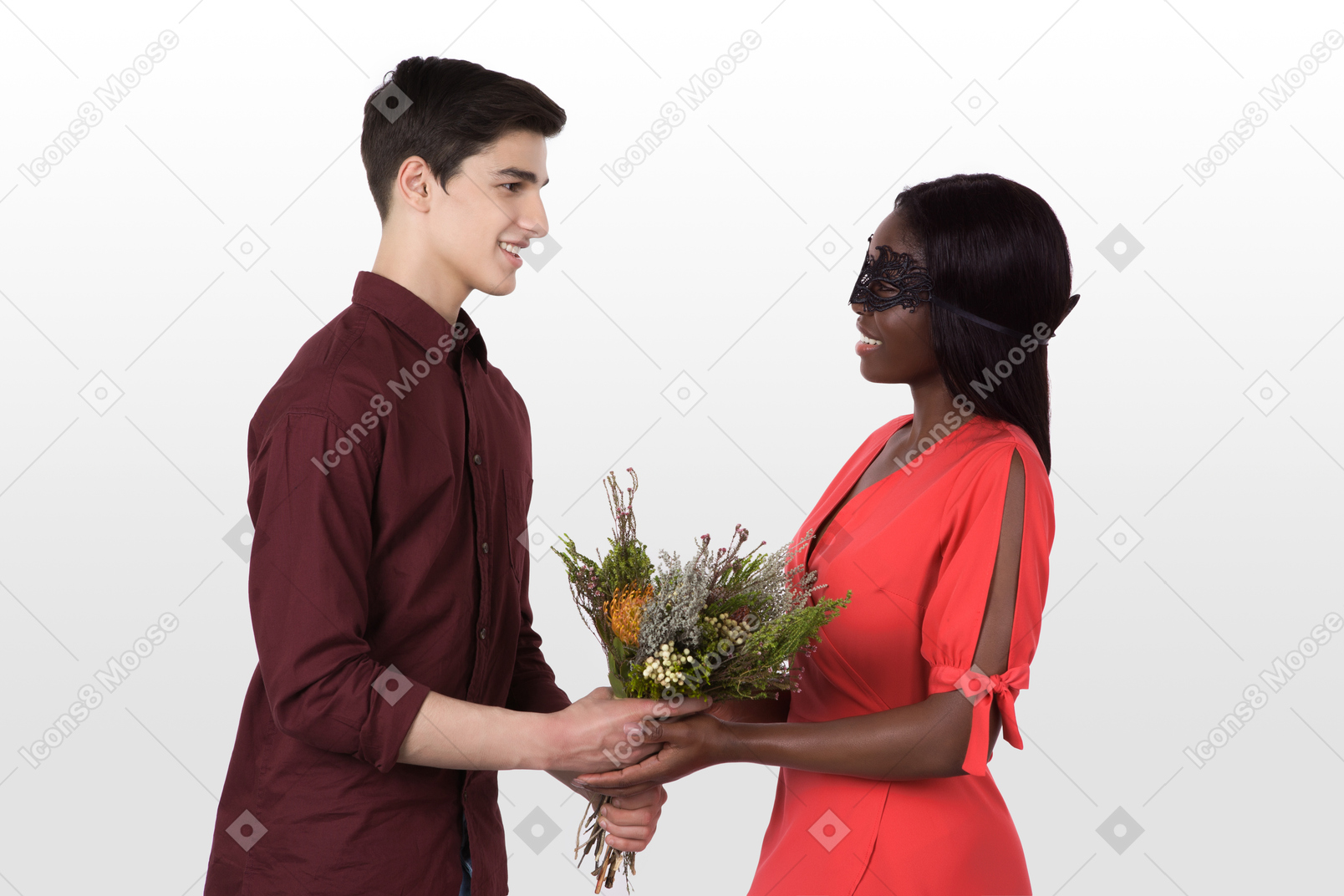 Allow me to give you this bouquet, my love