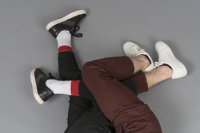 Disposición plana de dos pares de patas entrelazadas