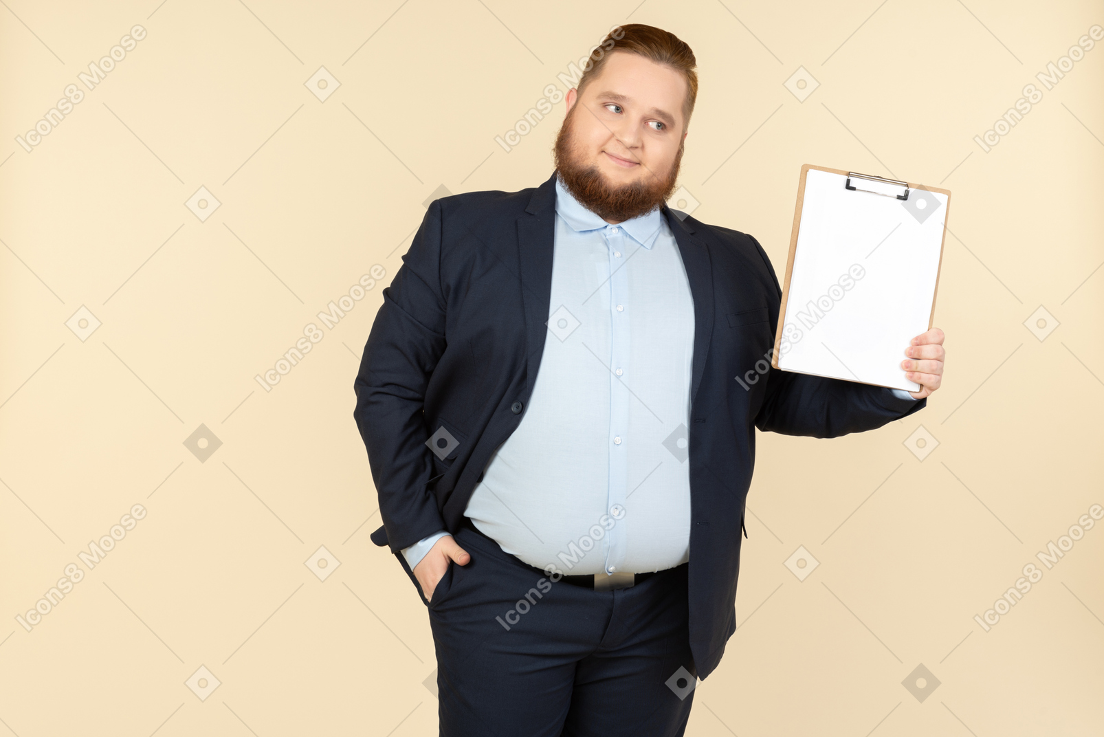 Confident looking young male office worker holding folder
