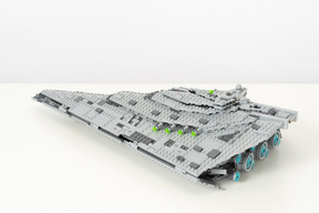 Lego spaceship on a white background