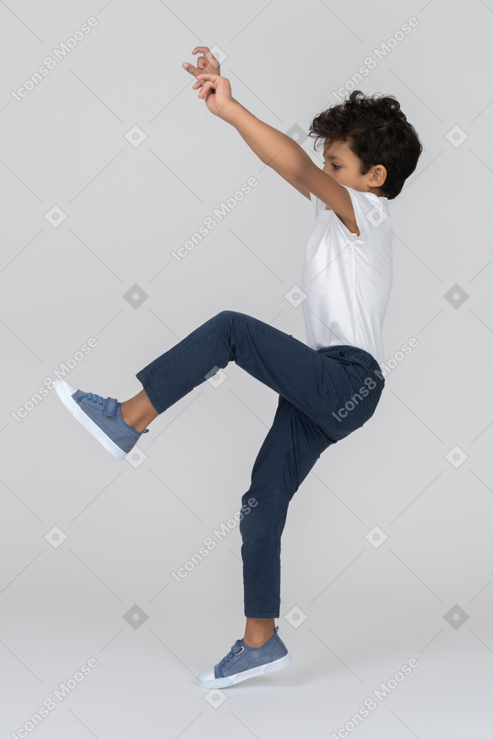 A boy doing exercises