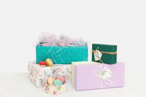 Colorful wrapped gift boxes