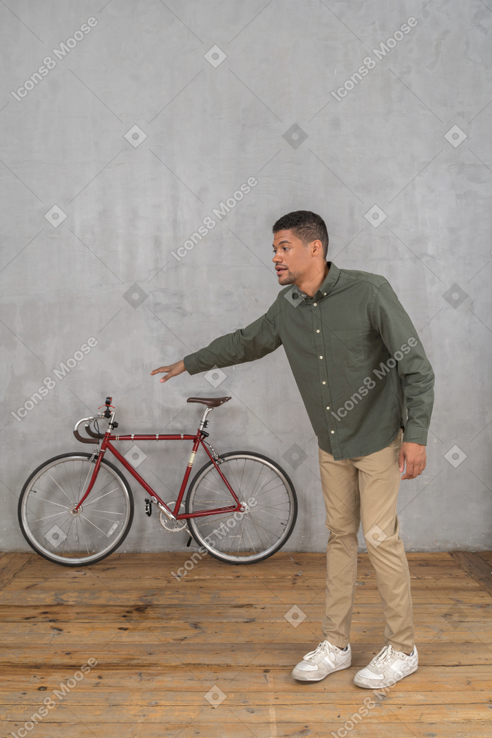 Man in casual clothes asking for a ride