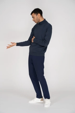 Man in black clothes standing