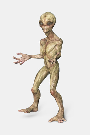 Alien standing with his hands wide spread