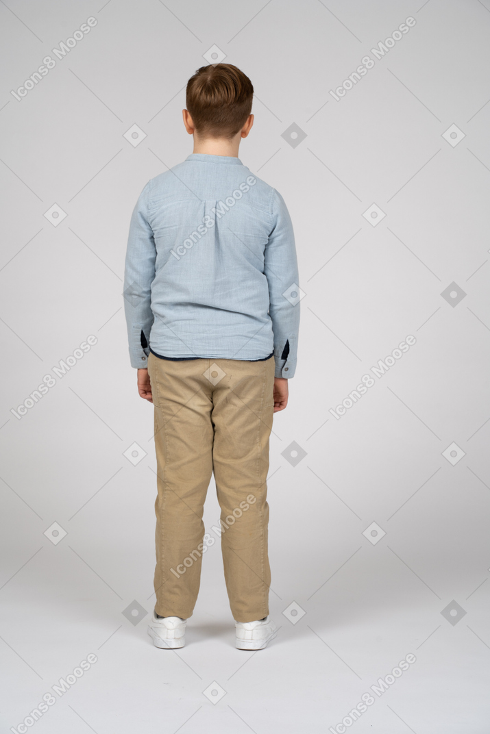 Back view of a boy in casual clothes