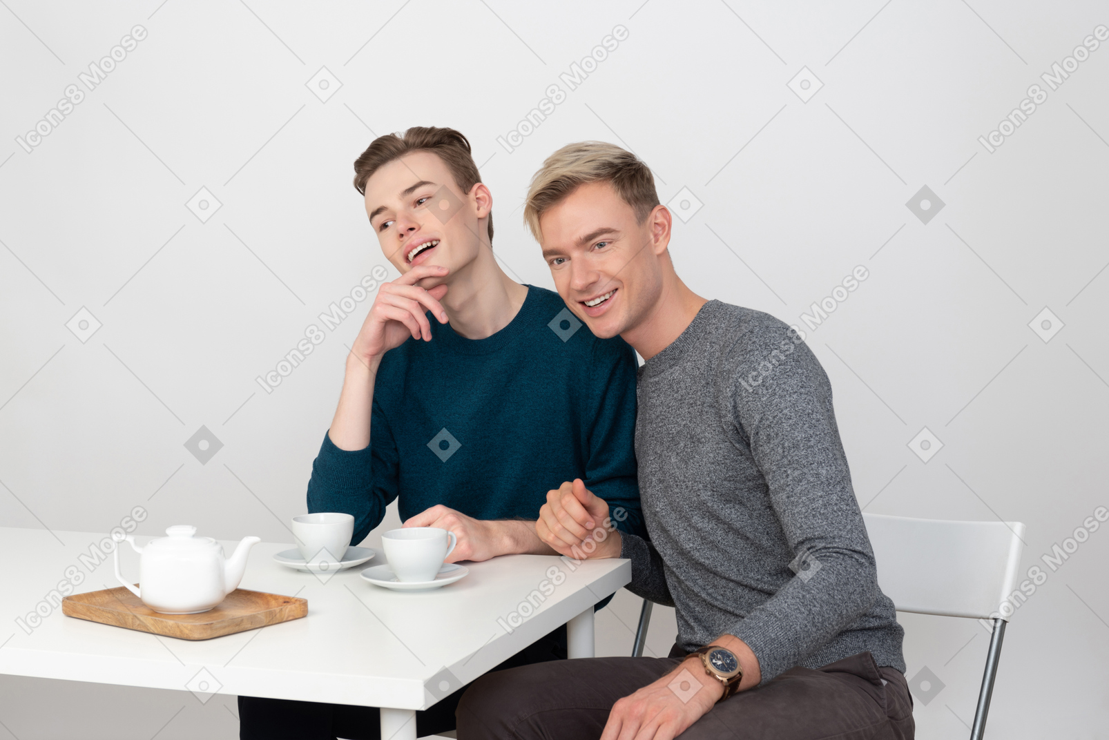 Two handsome young men on a romantic date