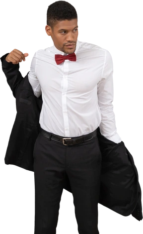 Man in white shirt standing
