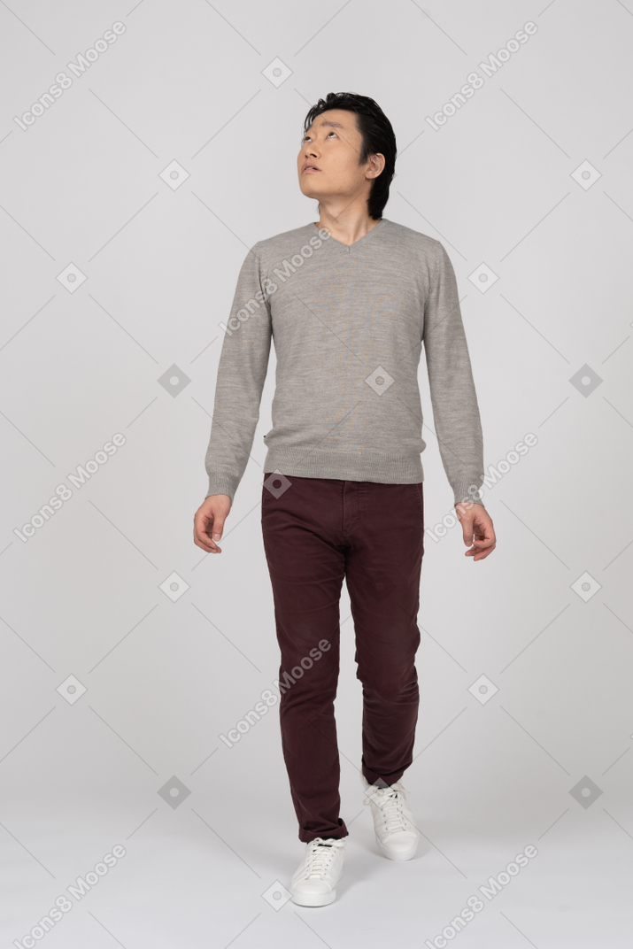 Man in casual clothes walking