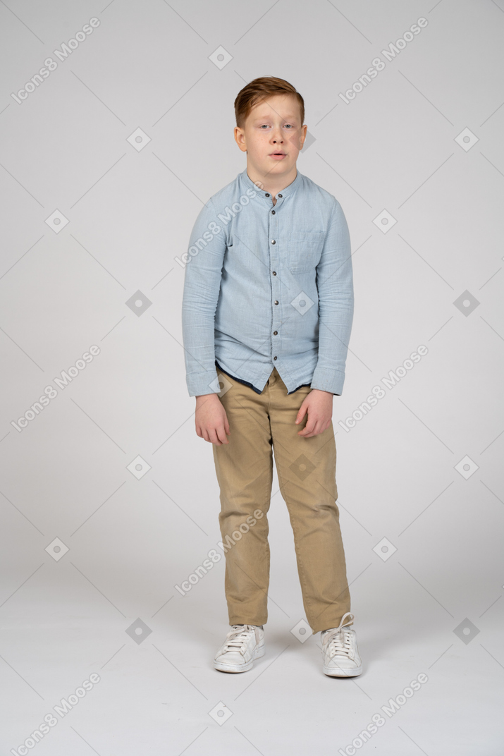 Front view of a boy looking at camera