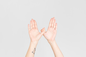 Paumes main féminine avec gros doigts croisés