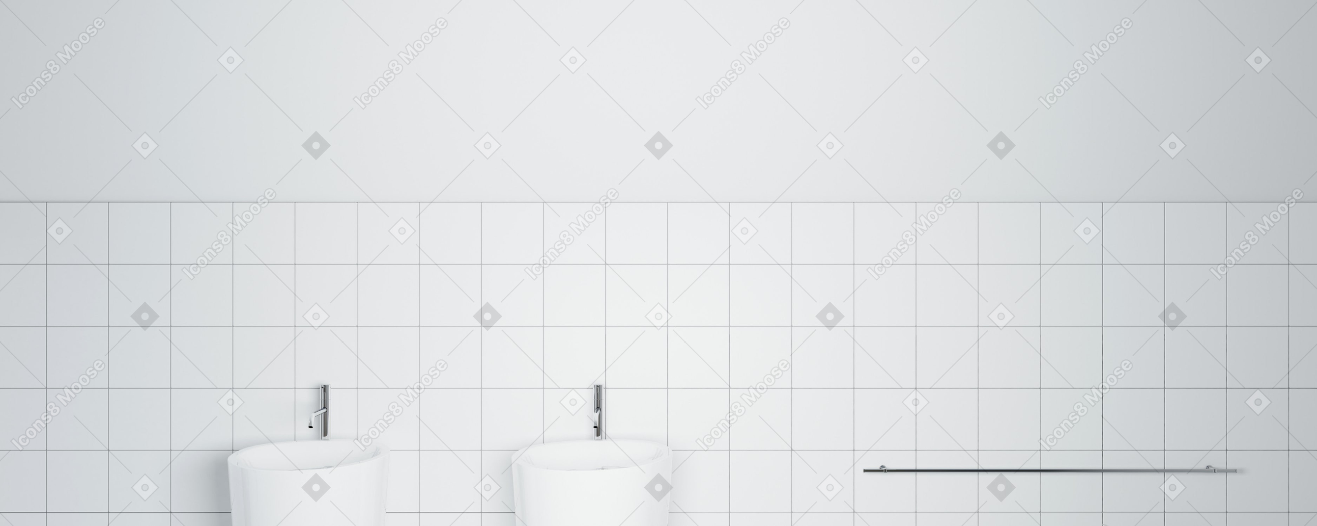 Black and white tiles in a bathroom