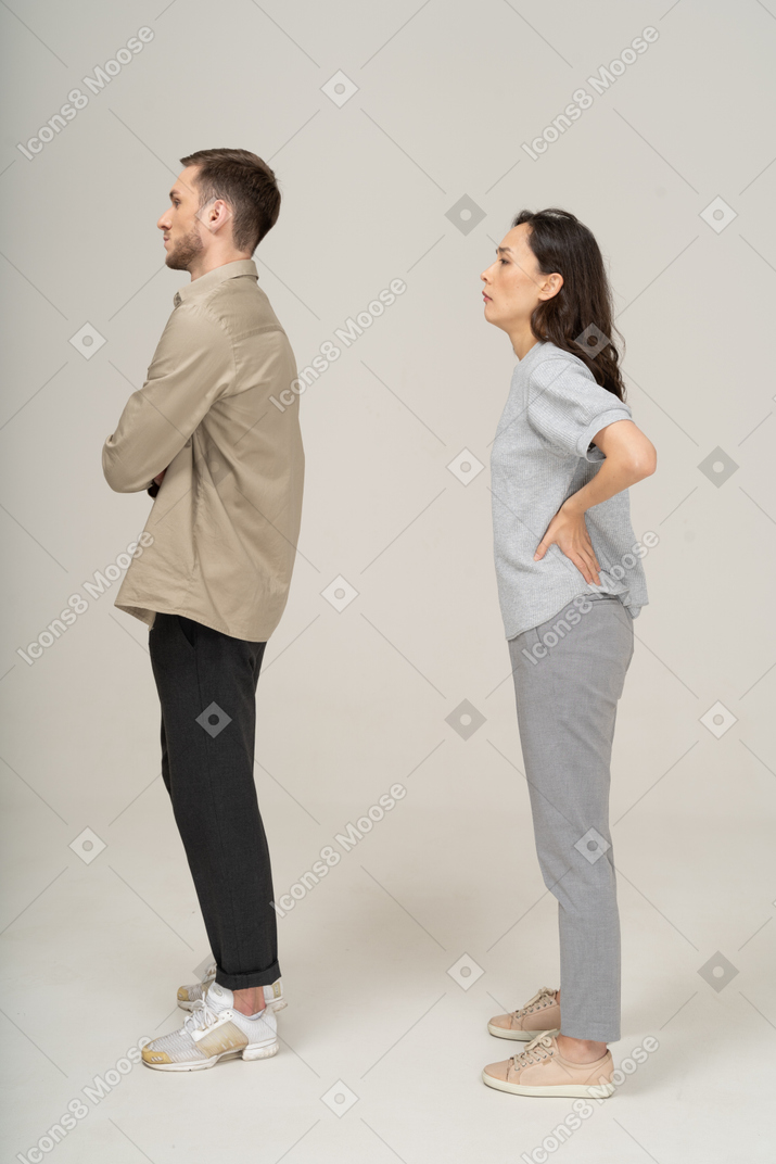 Side view  of young couple being mad