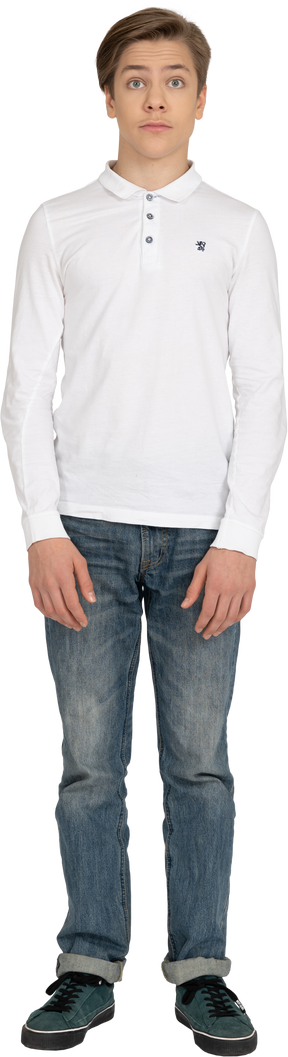 Young man in casual clothes standing