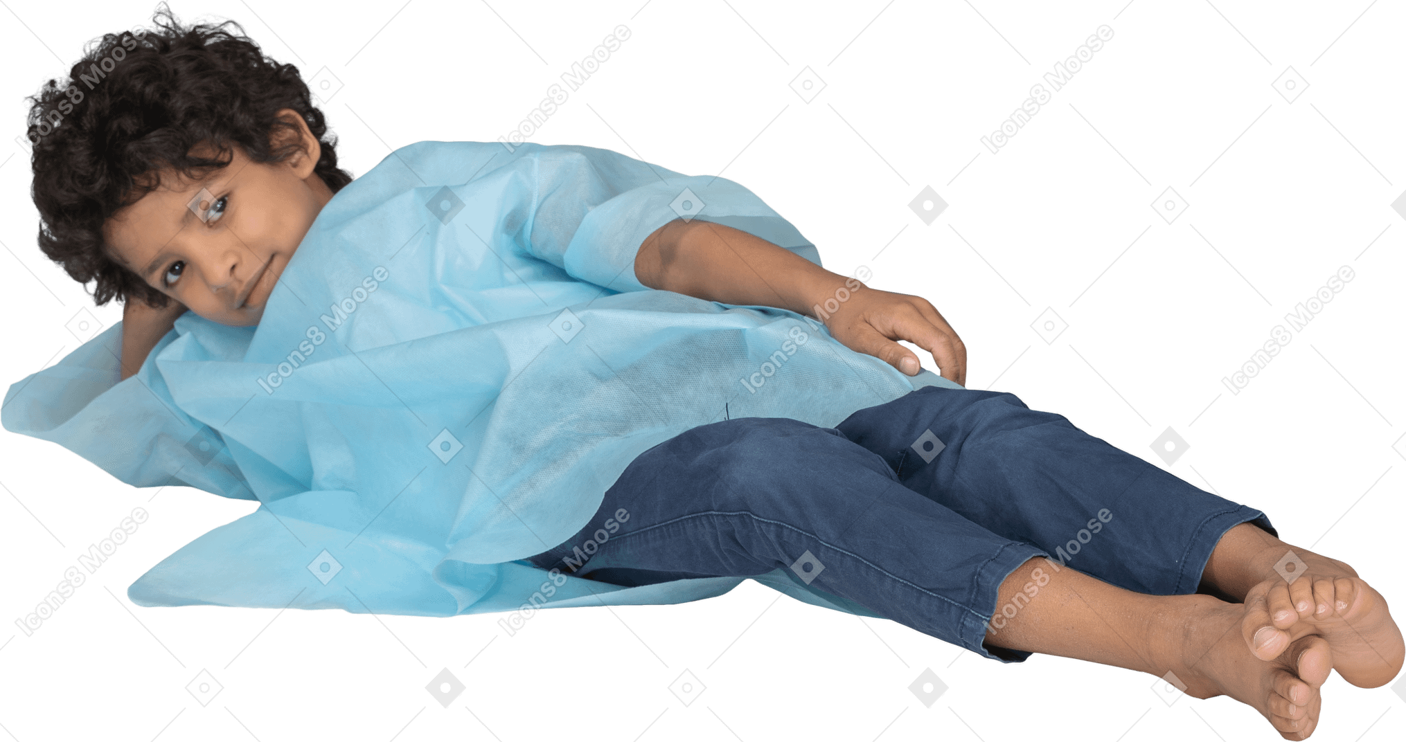 Smiling boy lying on table