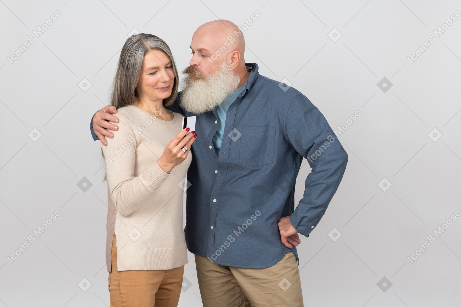 Elegant senior couple discussing their family budget