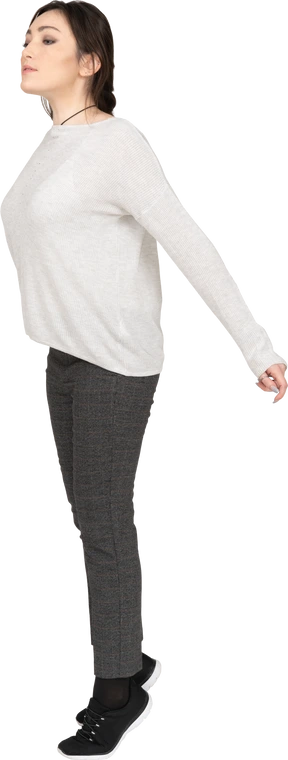 Young woman is about to jump