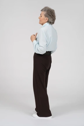 Side view of an old woman