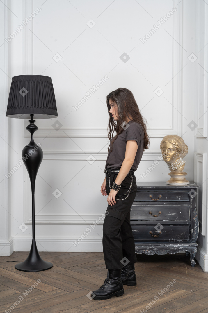 Side view of a tired female rocker