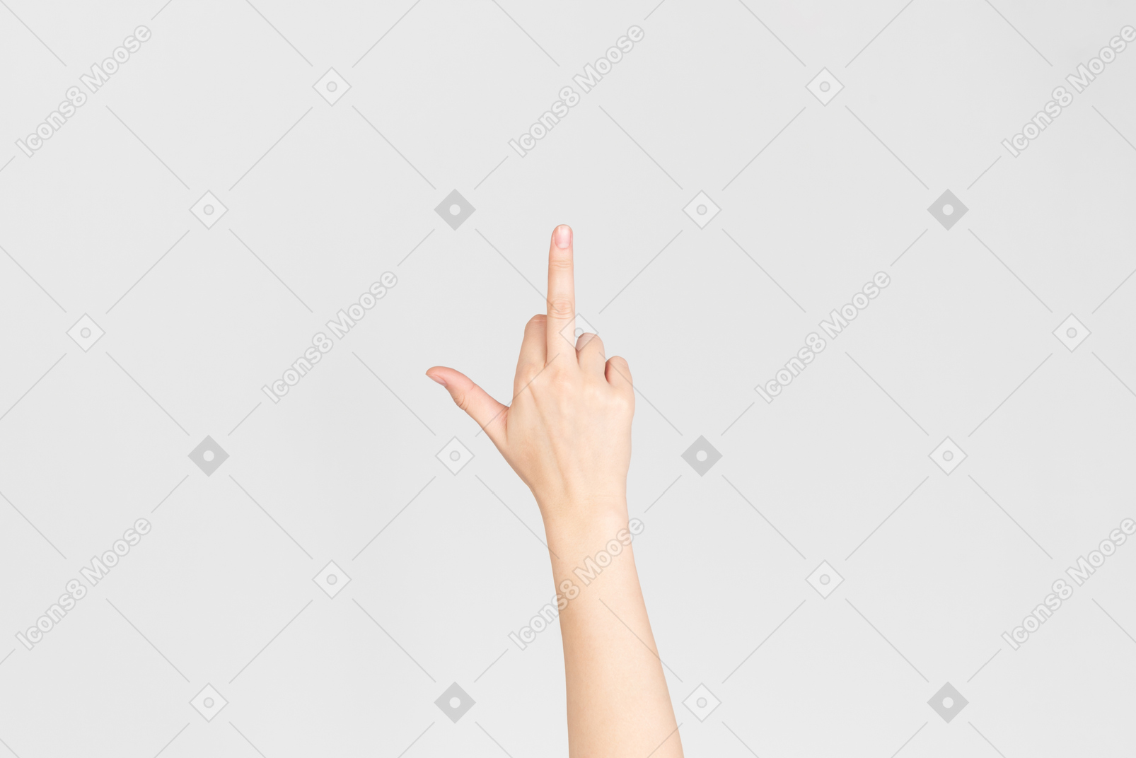 Female hand showing middle finger