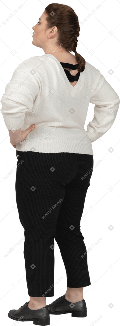 Plump woman in casual clothes