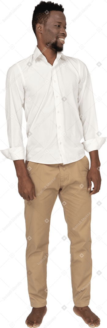 Man in white shirt standing