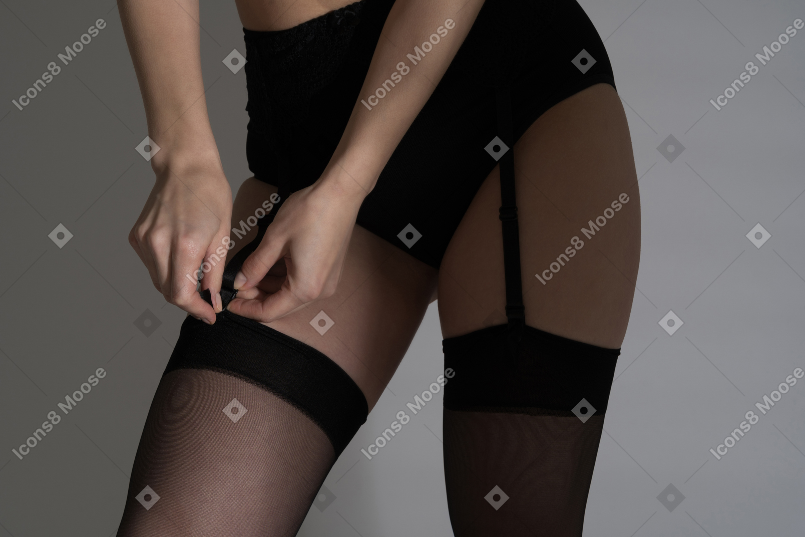 Female hips in thigh highs