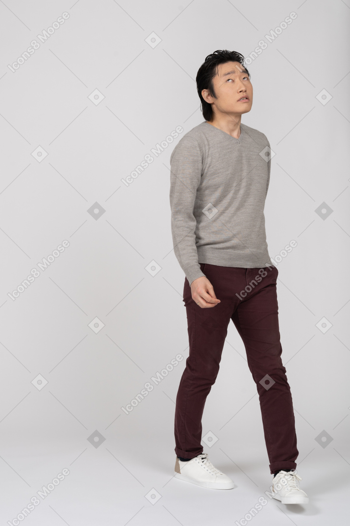 Man in casual clothes walking