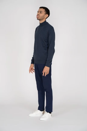Man in black clothes standing